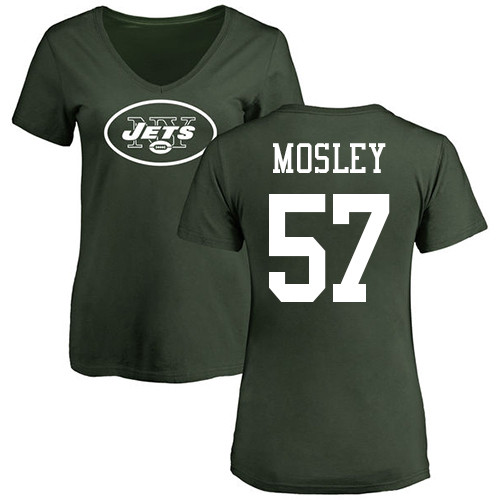 New York Jets Green Women C.J. Mosley Name and Number Logo NFL Football #57 T Shirt->nfl t-shirts->Sports Accessory